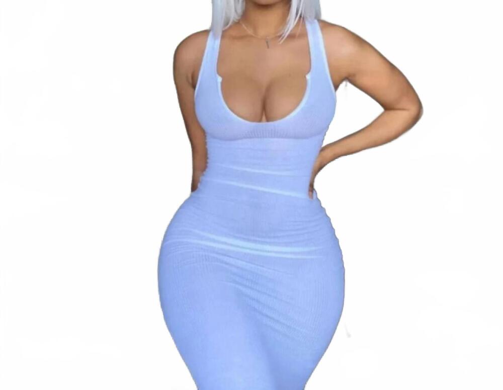 NEW LOVELY robyn ribbed v neck skinny tank top bodycon dress in cream